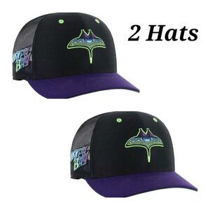 2 Hats ‘47 Tampa Bay Rays City Connect Black Adjustable Trucker Snapback Hat